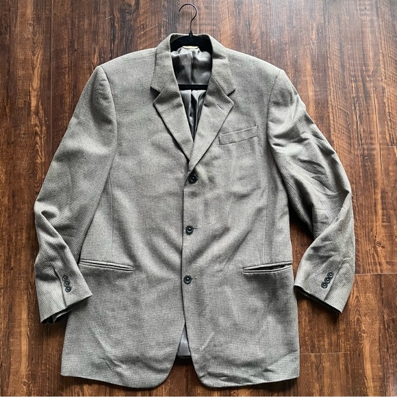 DONNA KARAN SIGNATURE Vintage Silk Gray Suit Jacket/Blazer- mens 44 long
